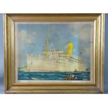 KENNETH D SHOESMITH coloured print - of the Royal Mail Line 'RMS Atlantis', 48 x 60 cms