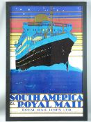 KENNETH D SHOESMITH print, circa 1970 - Royal Mail Lines Ltd 'South America', 90 x 60 cms