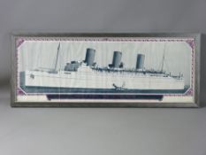 BLACK & WHITE PRINT with coloured border - of the Canadian Pacific 'Empress of Britain' with tonnage