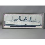 BLACK & WHITE PRINT with coloured border - of the Canadian Pacific 'Empress of Britain' with tonnage