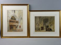 LATE 19th/EARLY 20th CENTURY CONTINENTAL OR ENGLISH SCHOOL two well executed watercolours - interior