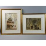 LATE 19th/EARLY 20th CENTURY CONTINENTAL OR ENGLISH SCHOOL two well executed watercolours - interior