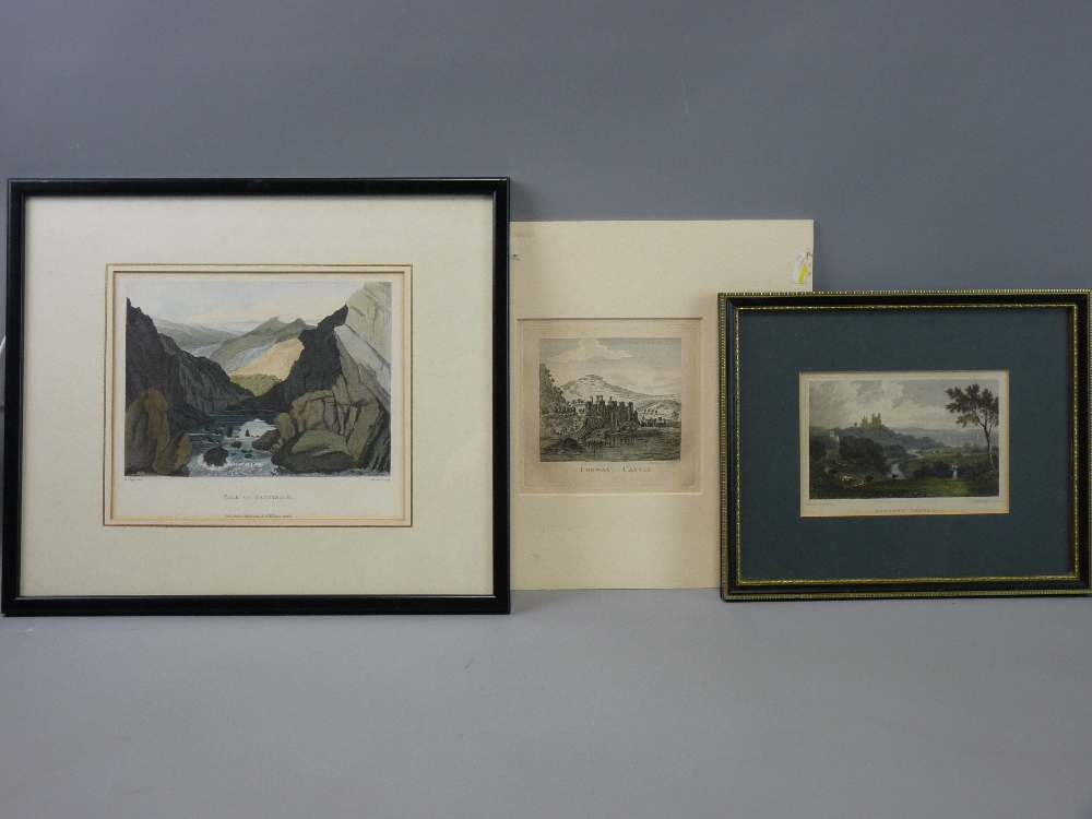 TWO COLOURED ENGRAVINGS - 'Penrhyn Castle' after GASTINEAU, 10 x 15.5 cms and 'The Vale of