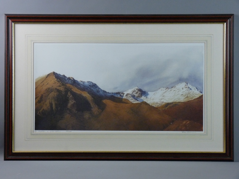 ROB PIERCY limited edition (164/500) print - entitled 'Yr Wyddfa a Crib Goch', 33 x 64 cms