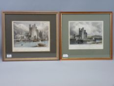 W CRANE lithograph 1839 - The Eagle Tower, Caernarfon Castle, 21 x 26 cms and GIRTIN & COOKE