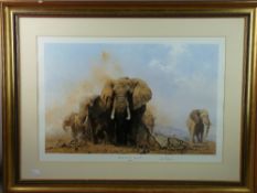 DAVID SHEPHERD coloured limited edition (53/185) print - entitled 'Elephants in the Tsavo National