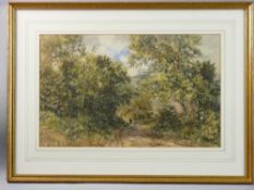W BENNETT watercolour - rural scene with figure and dog on a path, signed and dated 1876, 29 x 46