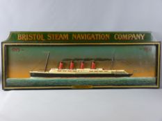 A HALF SHIP COLLAGE of the Aquitania in a frame entitled to the top 'Bristol Steam Navigation