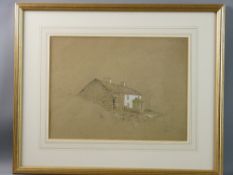 EDWARD PENLEY mixed media study (possibly incomplete) - an old rural cottage, 26 x 34.5 cms
