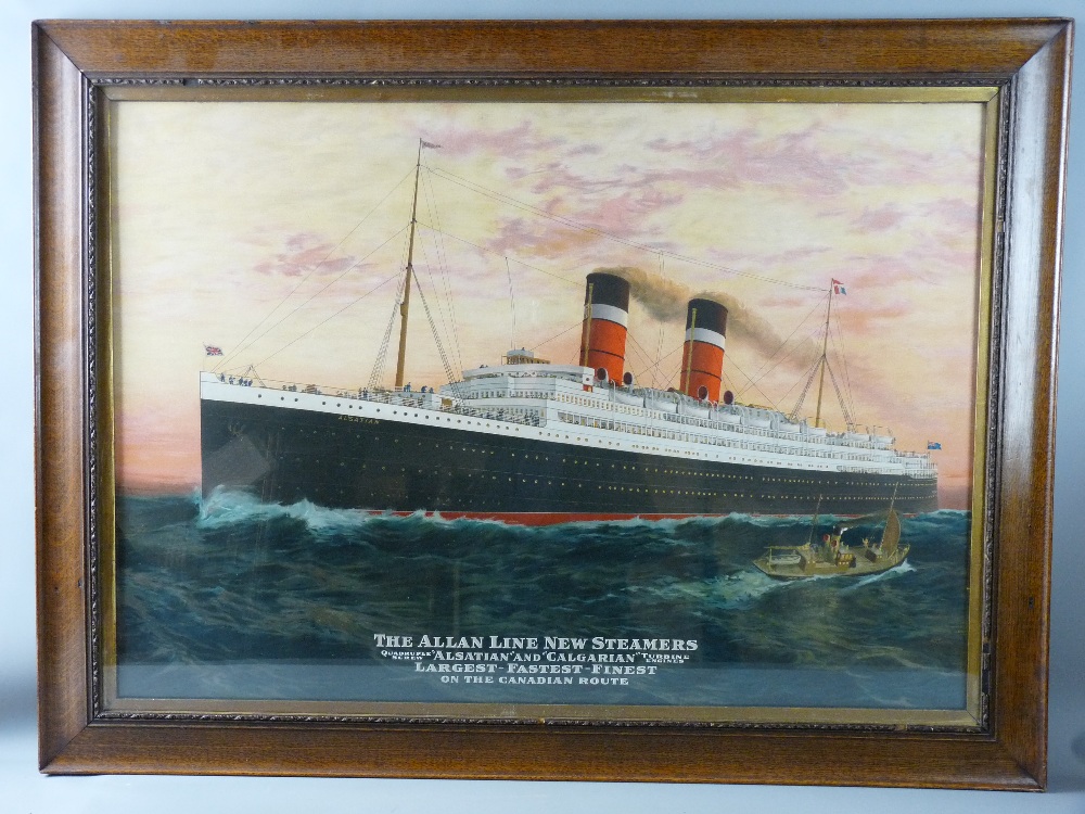 A H HIDER impressive large coloured print - entitled 'The Allan Line New Steamers, Alsatian and