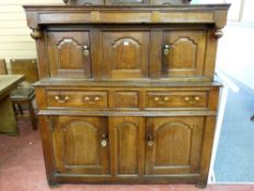 A WELL COLOURED 18th CENTURY OAK TRIDARN BASE & CENTRE SECTION, the finely coloured top section