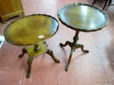 TWO REPRODUCTION WINE TABLES, classically styled on quatrefoil and tripod bases