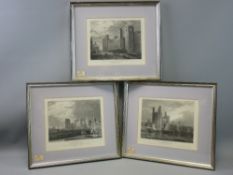 A SET OF THREE STEEL ENGRAVINGS - views of Caernarfon Castle, published by Longmans, 1814, from