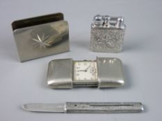 A PARCEL OF SILVER & WHITE METAL COLLECTABLE ITEMS including a hallmarked slide-out fruit knife in a