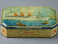 A BENSONS CONFECTIONERY LIDDED TIN, the lid depicting the Canadian Pacific 'Empress of Scotland',