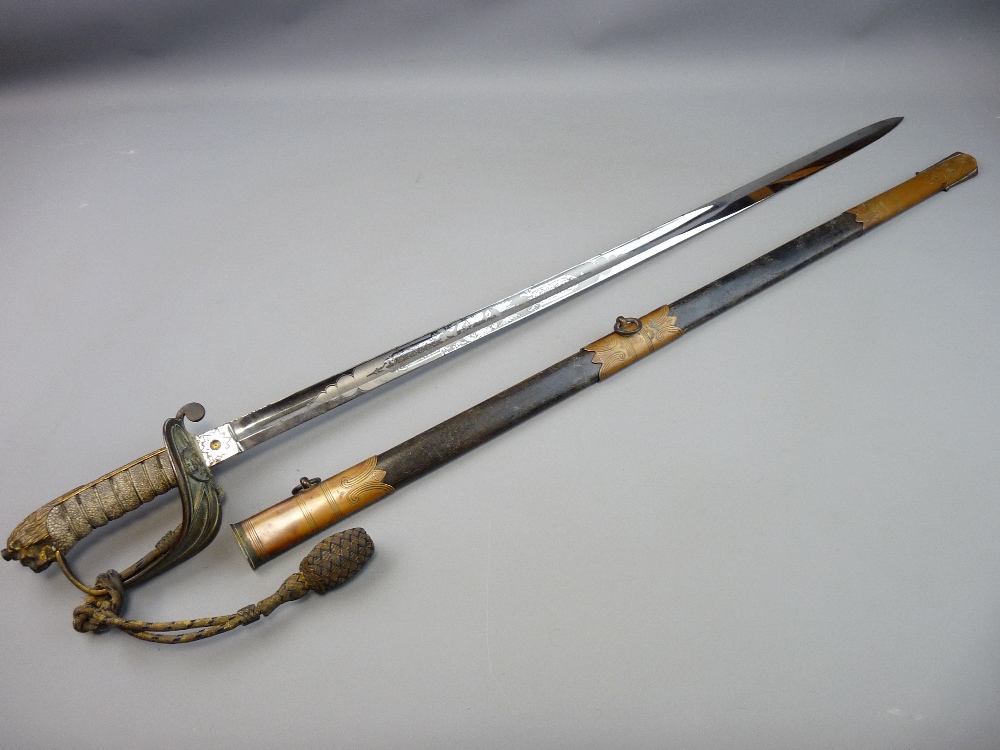 AN 1827 PATTERN ROYAL NAVY OFFICER'S DRESS SWORD, the Ricasso marked 'Larcom & Veysey', the blade