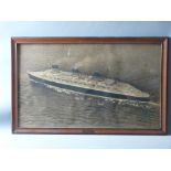 ANONYMOUS sepia print - of the C G Transatlantique 'SS Normandie' at full steam, 43 x 74 cms