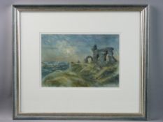 KEITH ANDREW watercolour - Castell Dinas Bran under shafting sunlight, signed, 19 x 28 cms