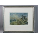 KEITH ANDREW watercolour - Castell Dinas Bran under shafting sunlight, signed, 19 x 28 cms