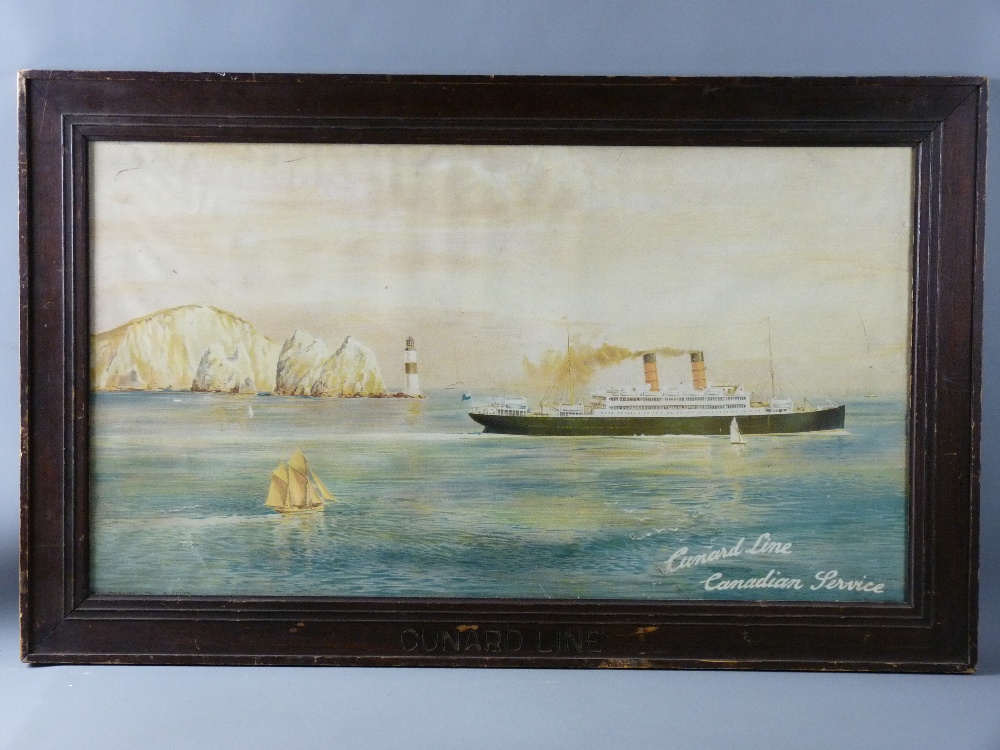 ANONYMOUS coloured print - entitled 'Cunard Line, Canadian Service Twin Funnel Liner RMS Carmania