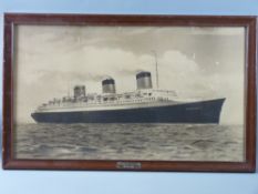 ANONYMOUS a sepia print - of the C G Transatlantique 'SS Normandie', Nascon Service stamp lower