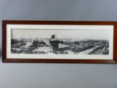 A FINE LARGE BLACK & WHITE PHOTOGRAPHIC PRINT - of the Cunard Line Lusitania's maiden voyage arrival