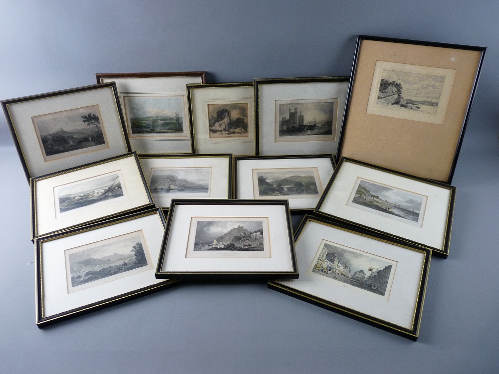 A PARCEL OF TWELVE COLOURED ANTIQUE ENGRAVINGS, various small sizes, all North Wales scenes