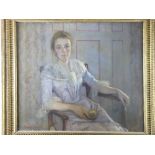 HANDEL KNIGHT oil on canvas - portrait of a seated lady, signed, 86 x 100 cms