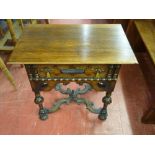 A REPRODUCTION OAK LOWBOY, 17th Century Dutch style having a rectangular top over a single frieze