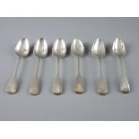 A SET OF SIX IRISH HALLMARKED SILVER LARGE TEASPOONS, fiddle pattern with rat's tail bowls, Dublin