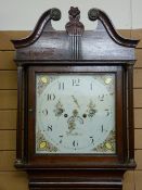 A CIRCA 1820 OAK LONGCASE CLOCK by W Rossland, Pwllheli, the 14 ins square painted dial with