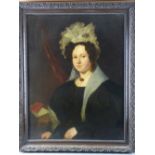 19th CENTURY ENGLISH SCHOOL OIL ON CANVAS - head and shoulders portrait of a Victorian lady, 90 x 69