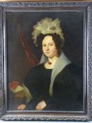 19th CENTURY ENGLISH SCHOOL OIL ON CANVAS - head and shoulders portrait of a Victorian lady, 90 x 69