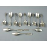 A PARCEL OF SILVER FIDDLE PATTERNED TEASPOONS - five London 1868, 3.7 troy ozs, the remaining