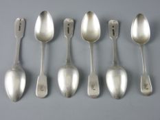 A SET OF SIX FIDDLE PATTERNED SILVER DESSERT SPOONS, 8.8 troy ozs, London 1829, maker William Eaton