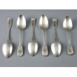 A SET OF SIX FIDDLE PATTERNED SILVER DESSERT SPOONS, 8.8 troy ozs, London 1829, maker William Eaton