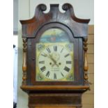 A VICTORIAN CROSSBANDED MAHOGANY LONGCASE CLOCK by William Edwards, Llanidloes, the painted arched