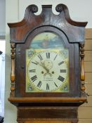 A VICTORIAN CROSSBANDED MAHOGANY LONGCASE CLOCK by William Edwards, Llanidloes, the painted arched