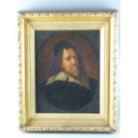 19th CENTURY ENGLISH SCHOOL oil - portrait of a bearded gentleman said to be Inigo Jones, bearing