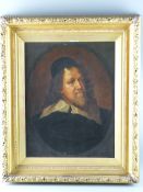 19th CENTURY ENGLISH SCHOOL oil - portrait of a bearded gentleman said to be Inigo Jones, bearing