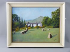 IVOR OWEN oil on board - Plas Newydd, Llangollen with Dinas Bran in the background, signed, 29 x