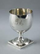 A SQUARE BASED PLAIN SILVER GOBLET, 5.6 troy ozs, London 1808 by William Vincent