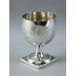 A SQUARE BASED PLAIN SILVER GOBLET, 5.6 troy ozs, London 1808 by William Vincent