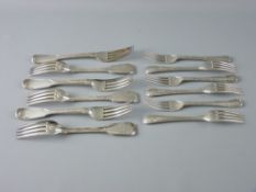 TWELVE HALLMARKED SILVER TABLE FORKS to include four by William Eley and William Fearn, London 1821,