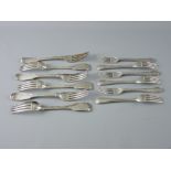 TWELVE HALLMARKED SILVER TABLE FORKS to include four by William Eley and William Fearn, London 1821,