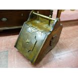 A LATE VICTORIAN LIDDED COALBOX with brass shovel