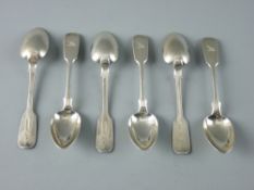 A SET OF SIX SILVER FIDDLE PATTERNED TEASPOONS, 5.8 troy ozs, Exeter 1844 by R J & J Williams