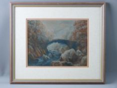 THOMAS FINCHETT watercolour - river and bridge, signed, 20 x 26 cms