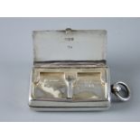 A SILVER DOUBLE SOVEREIGN & STAMP CASE, import marks for 1902, 1.5 troy ozs, stamped RD number