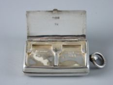 A SILVER DOUBLE SOVEREIGN & STAMP CASE, import marks for 1902, 1.5 troy ozs, stamped RD number